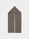 Striped Brushed Hood Scarf Black + Oatmeal