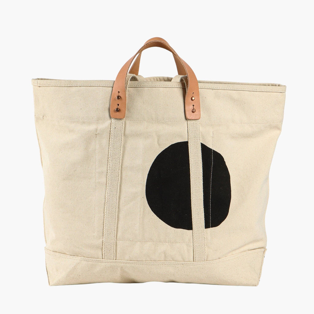 Large East West Tote in Black Polka