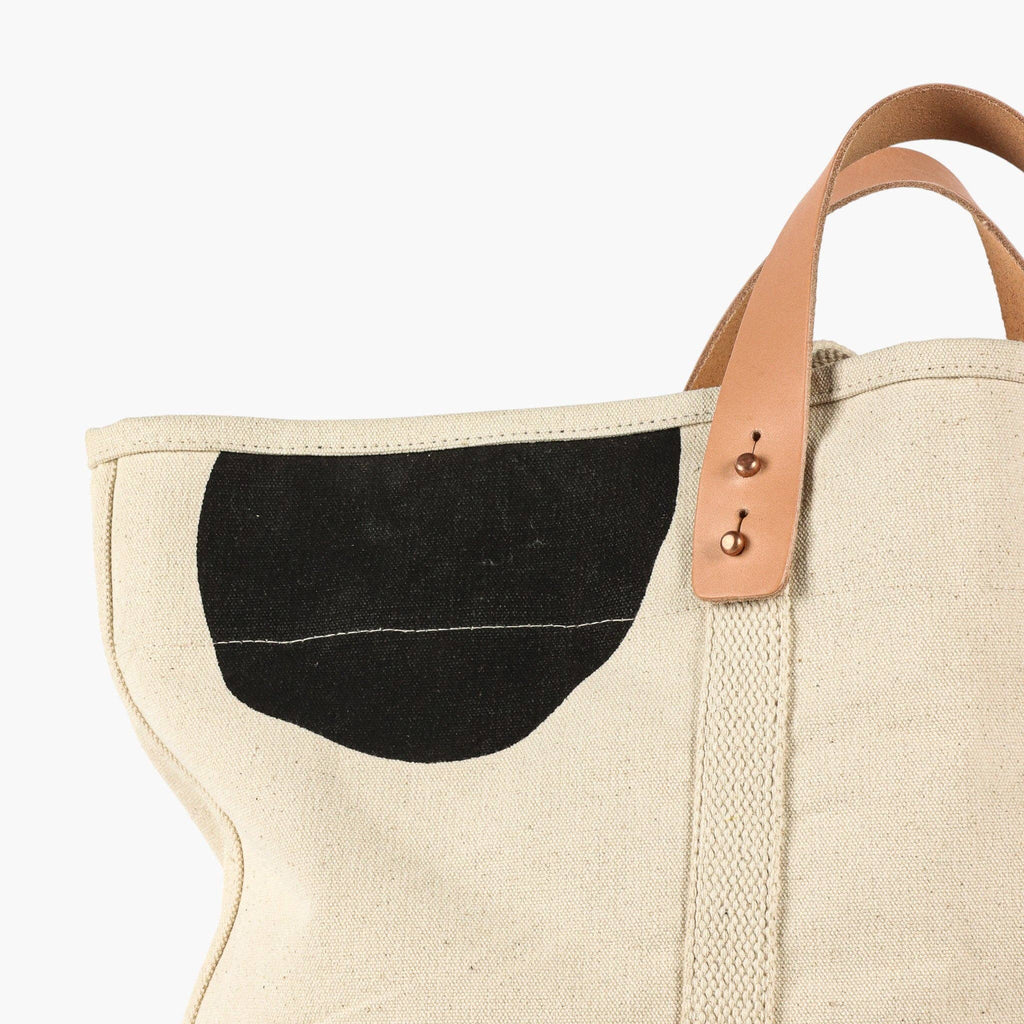 Large East West Tote in Black Polka