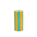 Medium Stripe Pillar Candle in Gold Ore + Teal Fade
