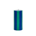 Medium Stripe Pillar Candle in Midnight Blue + Teal