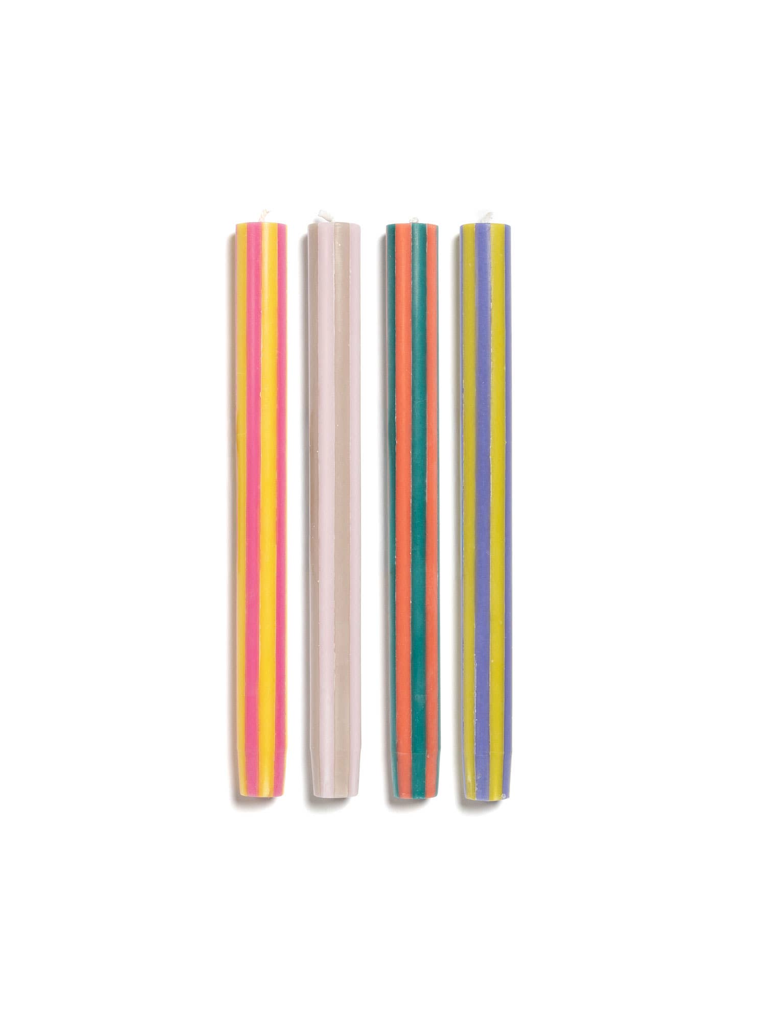 Mixed Stripe Dinner Candle Set