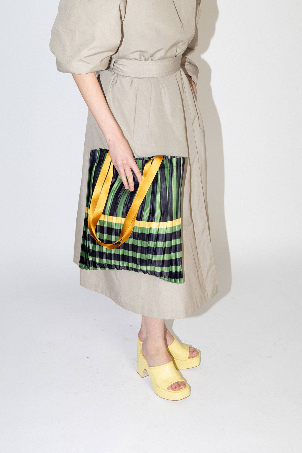 Pleated Tote Bag in Ravello Green