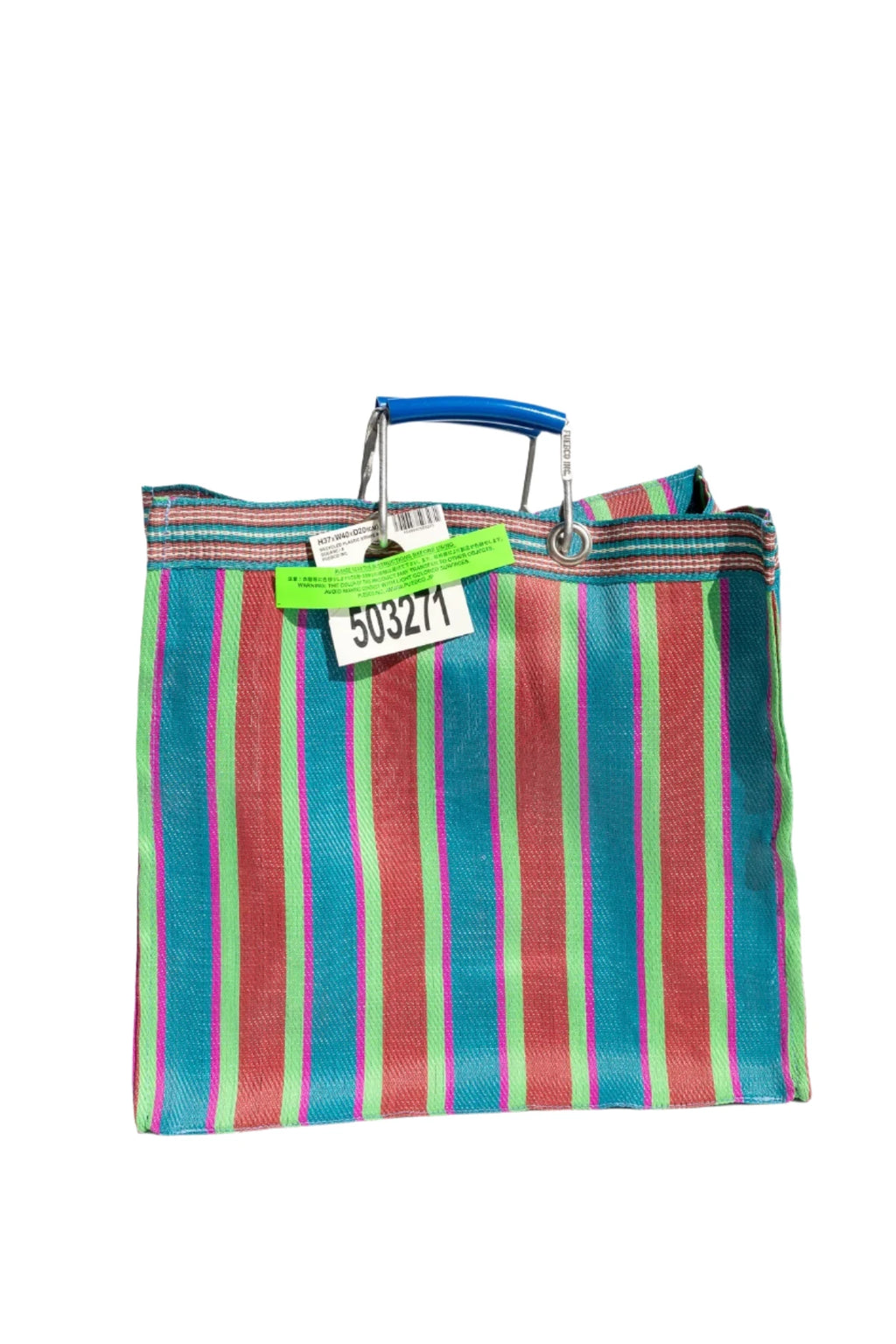 Red + Blue Recycled Plastic Stripe Bag