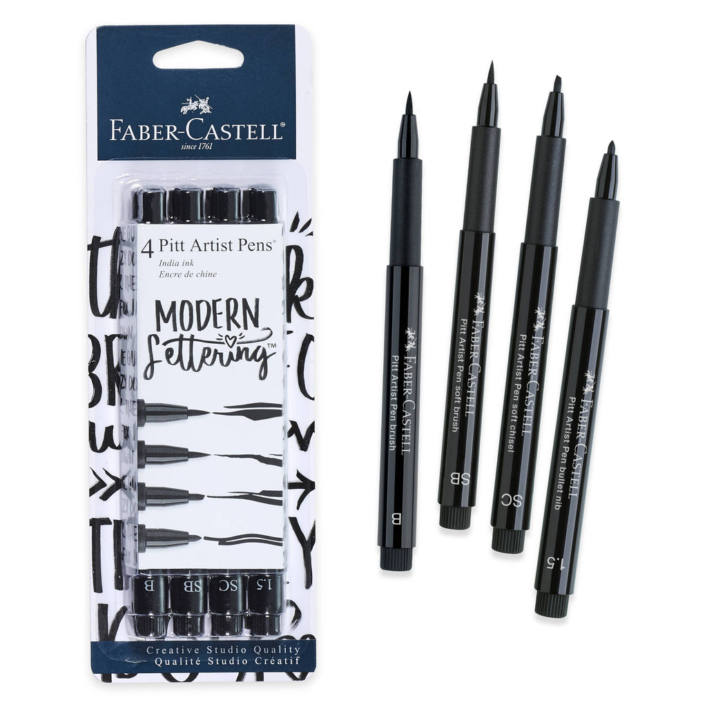 Pitt Artist Pen, Modern Lettering - #199 Black Set of 4