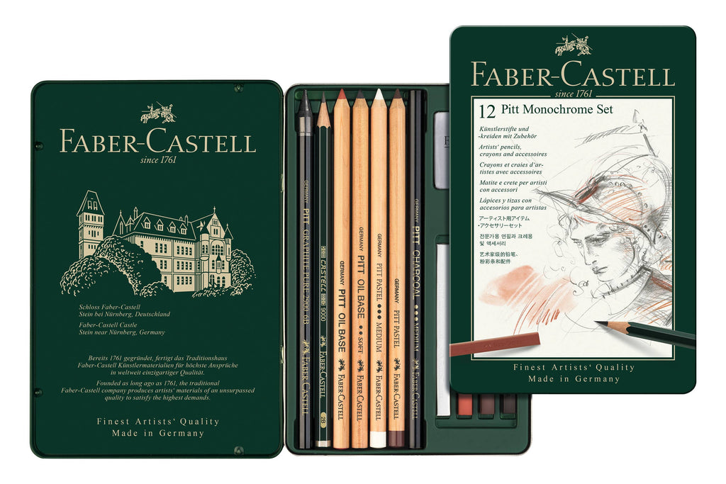 Pitt Monochrome Artist Pencil Drawing Set, Tin of 12