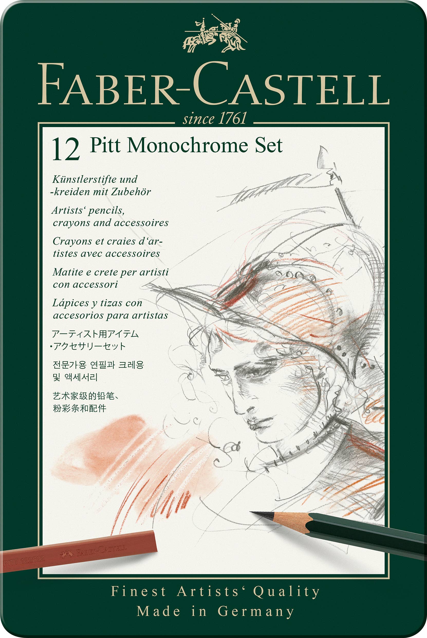 Pitt Monochrome Artist Pencil Drawing Set, Tin of 12