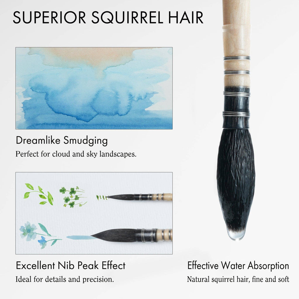 Professional Squirrel Hair Watercolor Brush: #8