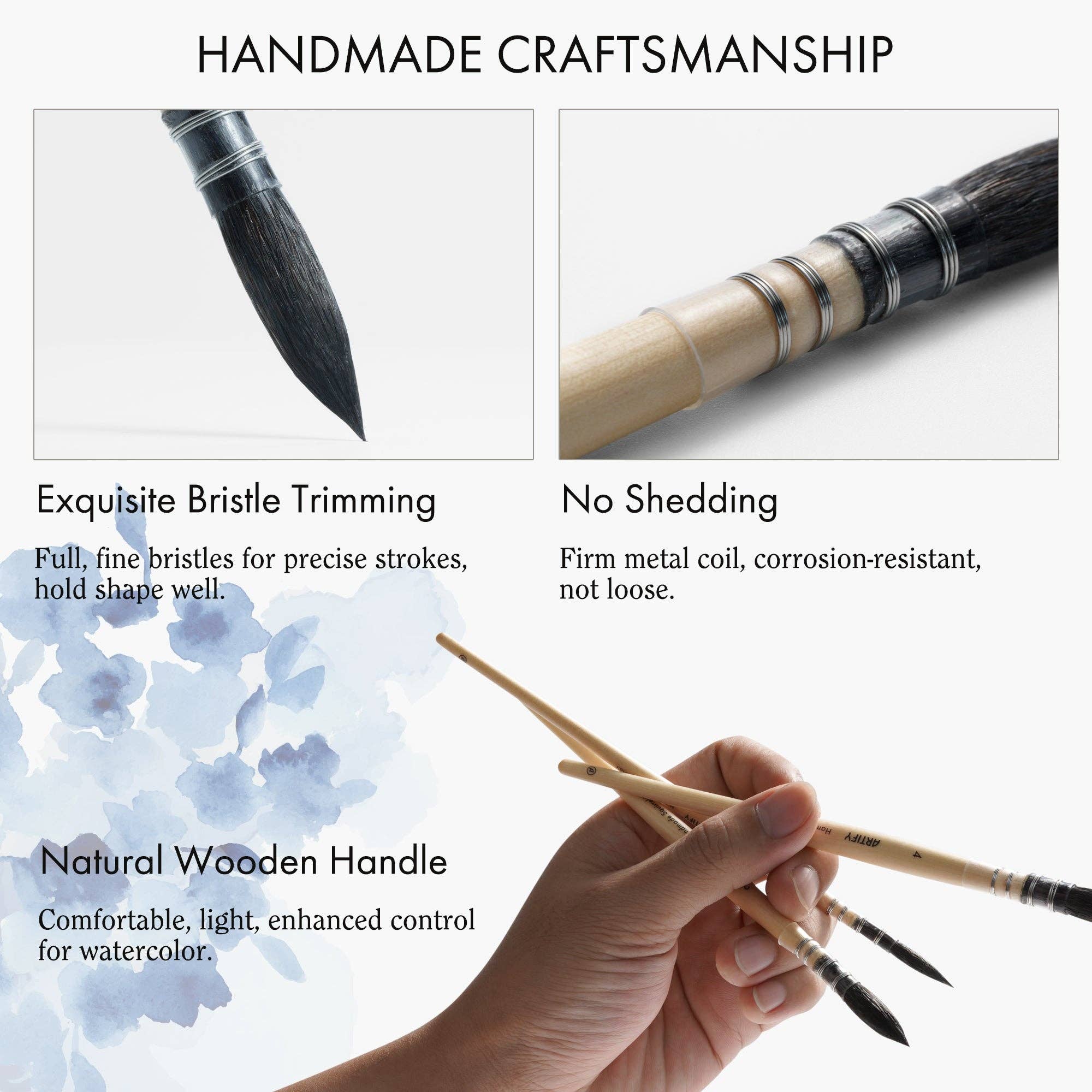 Professional Squirrel Hair Watercolor Brush: #8