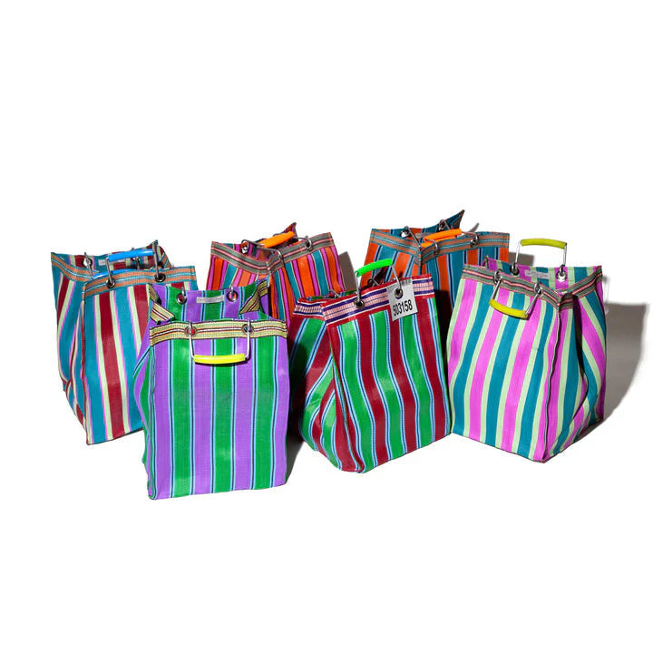 Red + Blue Recycled Plastic Stripe Bag