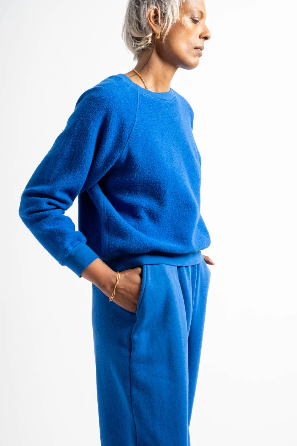 The Shrunken Sherpa Crewneck Sweatshirt in Yves Klein Blue