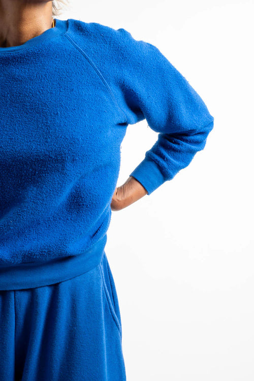 The Shrunken Sherpa Crewneck Sweatshirt in Yves Klein Blue