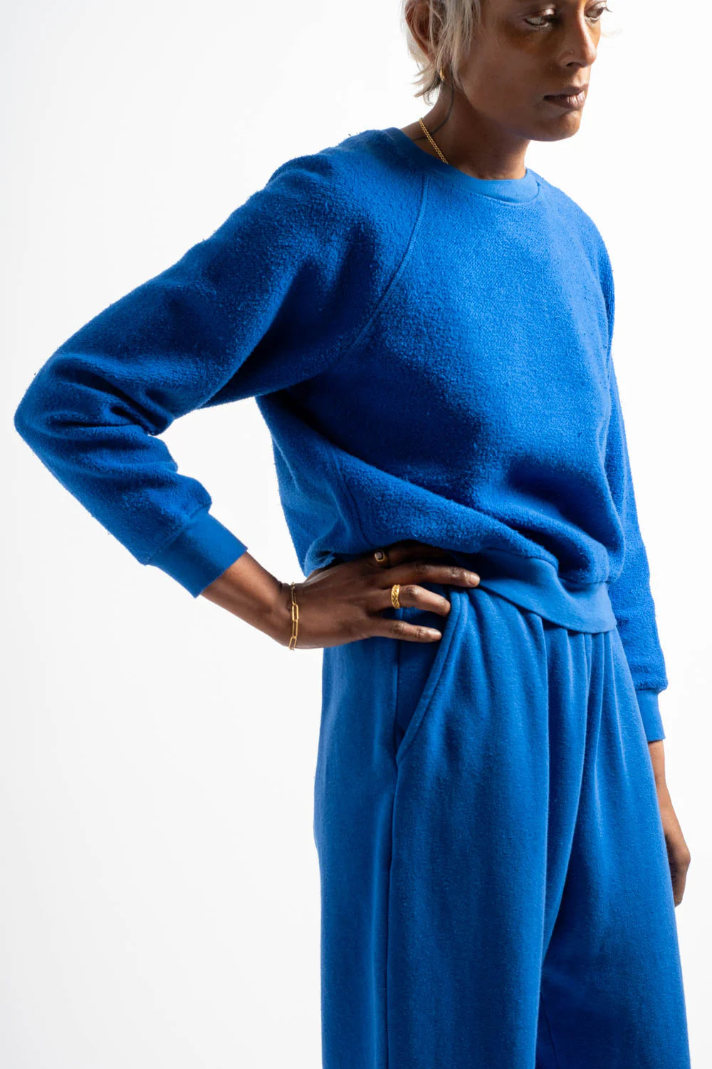 The Shrunken Sherpa Crewneck Sweatshirt in Yves Klein Blue