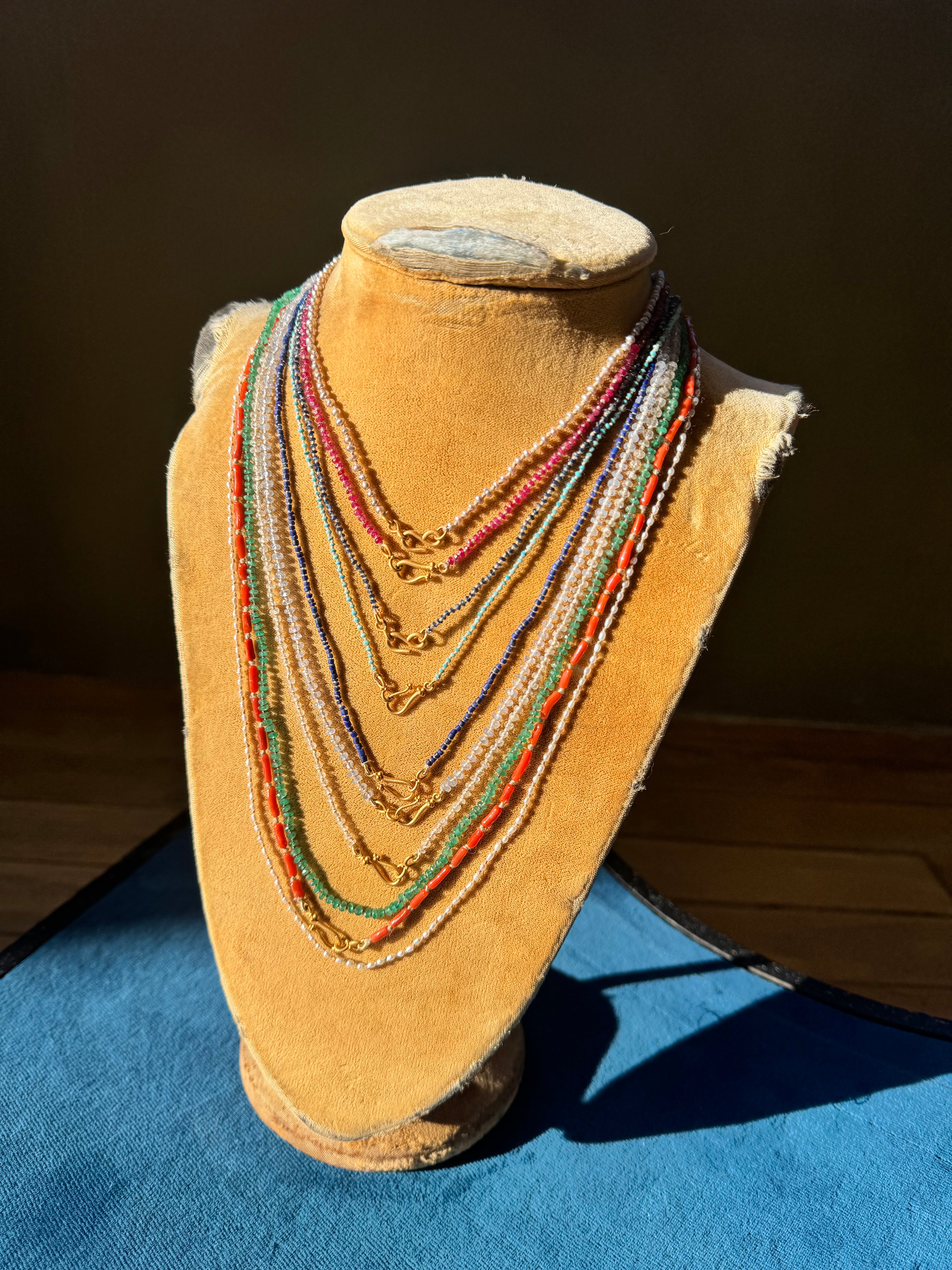 22k Tiny Faceted Ruby Strand