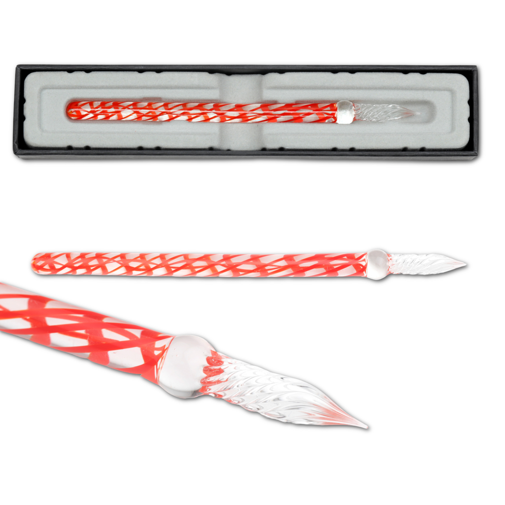 Rouge Swirl Glass Dip Pens