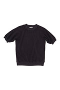 Short Sleeve Raglan Sherpa Sweatshirt in Black