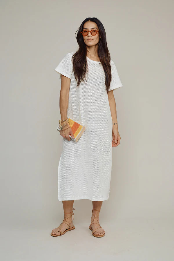 Mesh Sydney Dress in Washed White