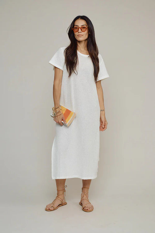 Mesh Sydney Dress in Washed White