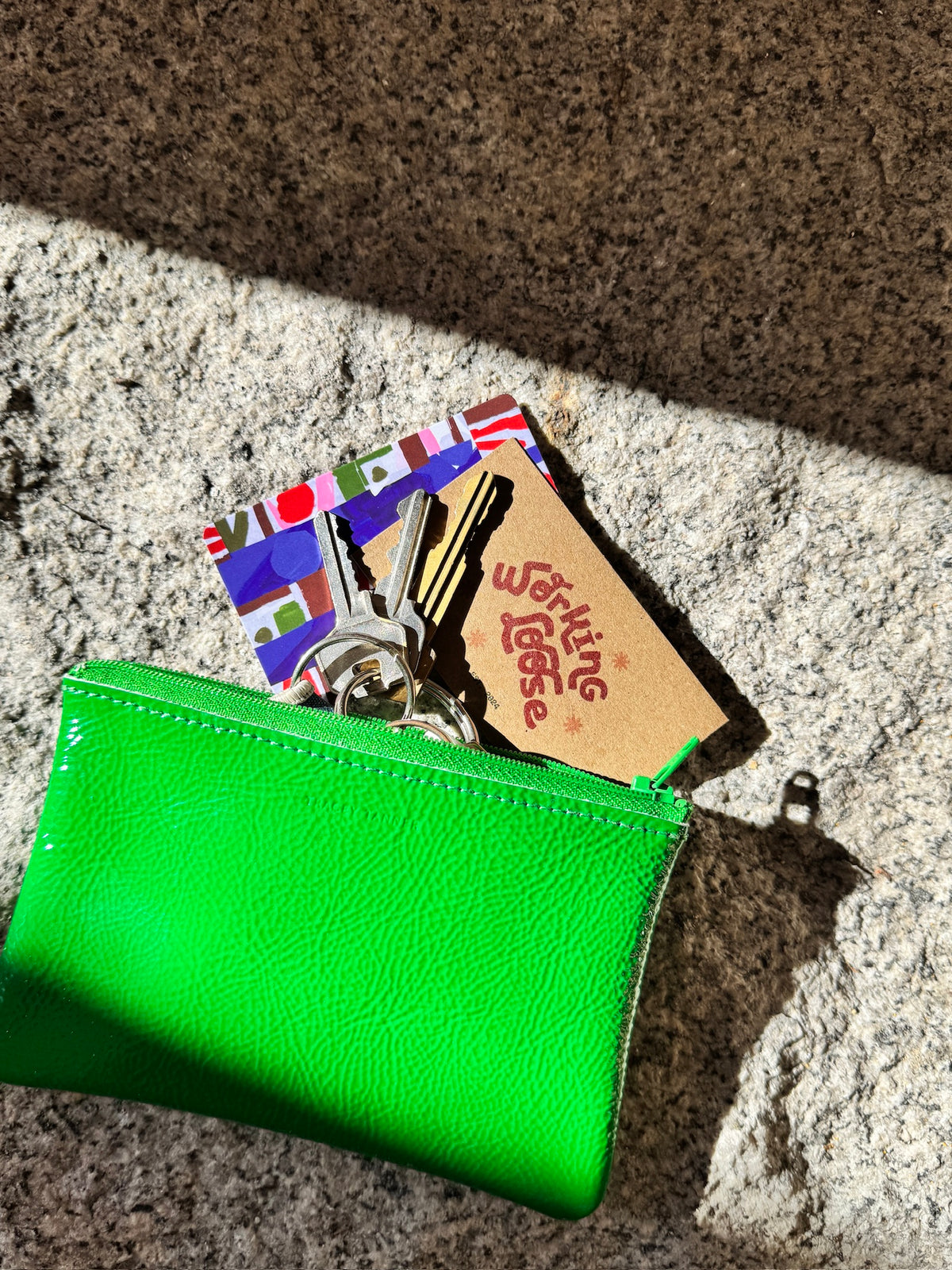 Small Zip Pouch: Candy Patent Emerald
