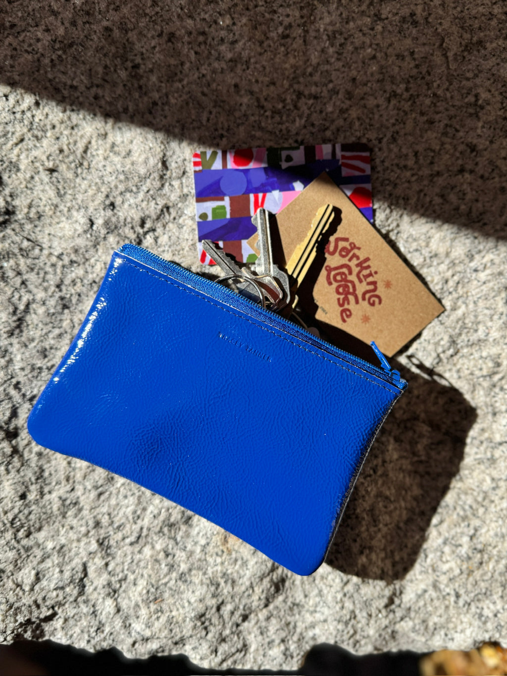 Small Zip Pouch: Candy Patent Cerulean
