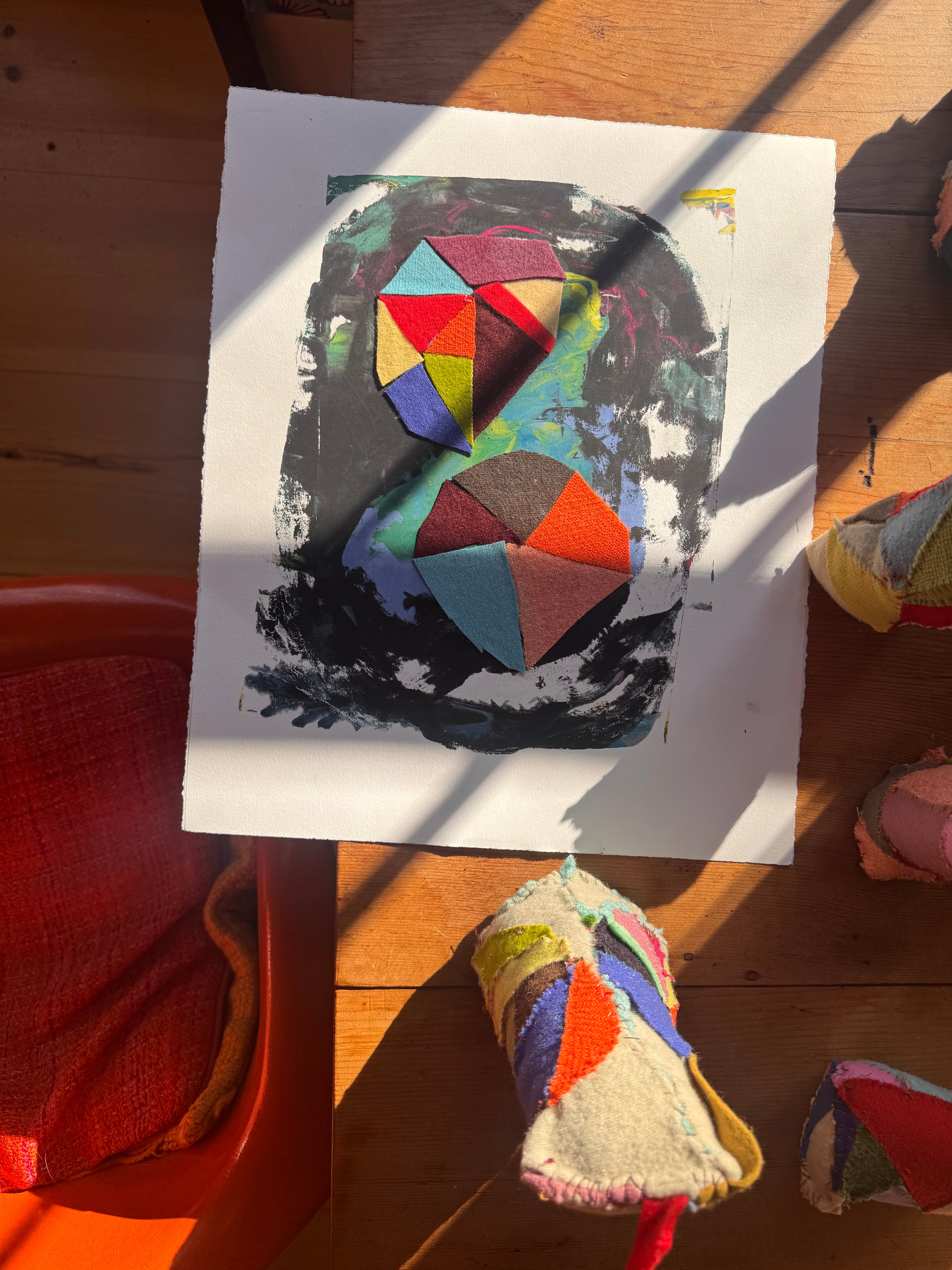 Untitled (silkscreen and wool collage)