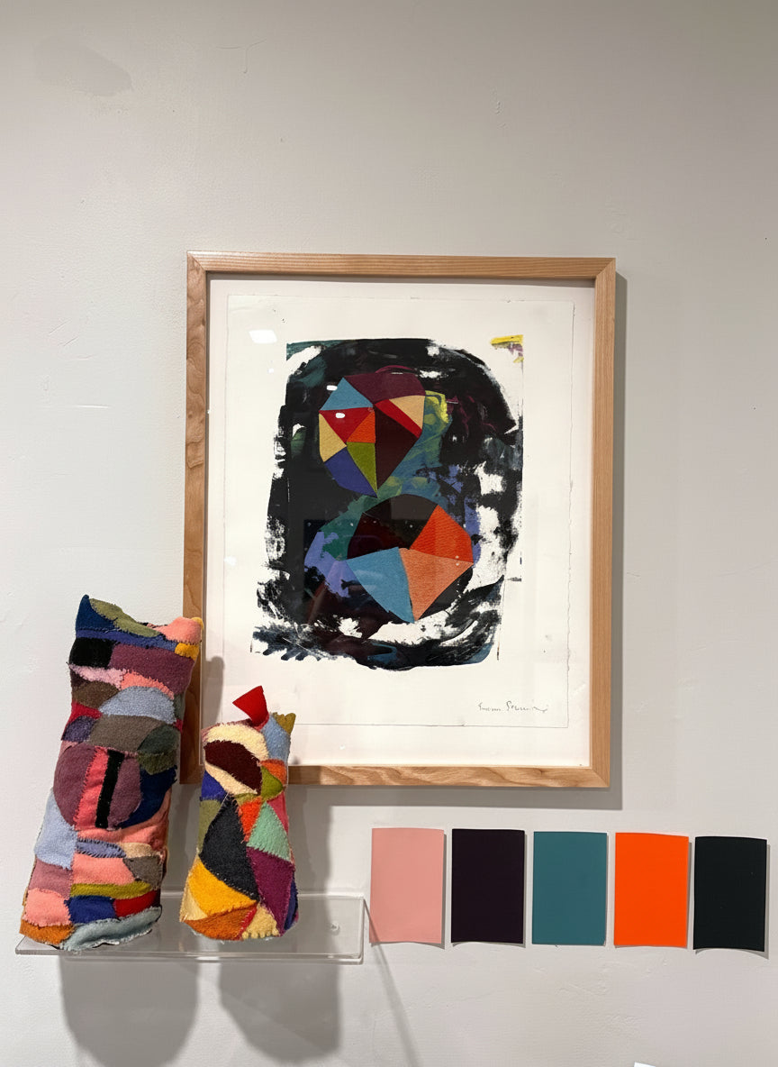 Untitled (silkscreen and wool collage)