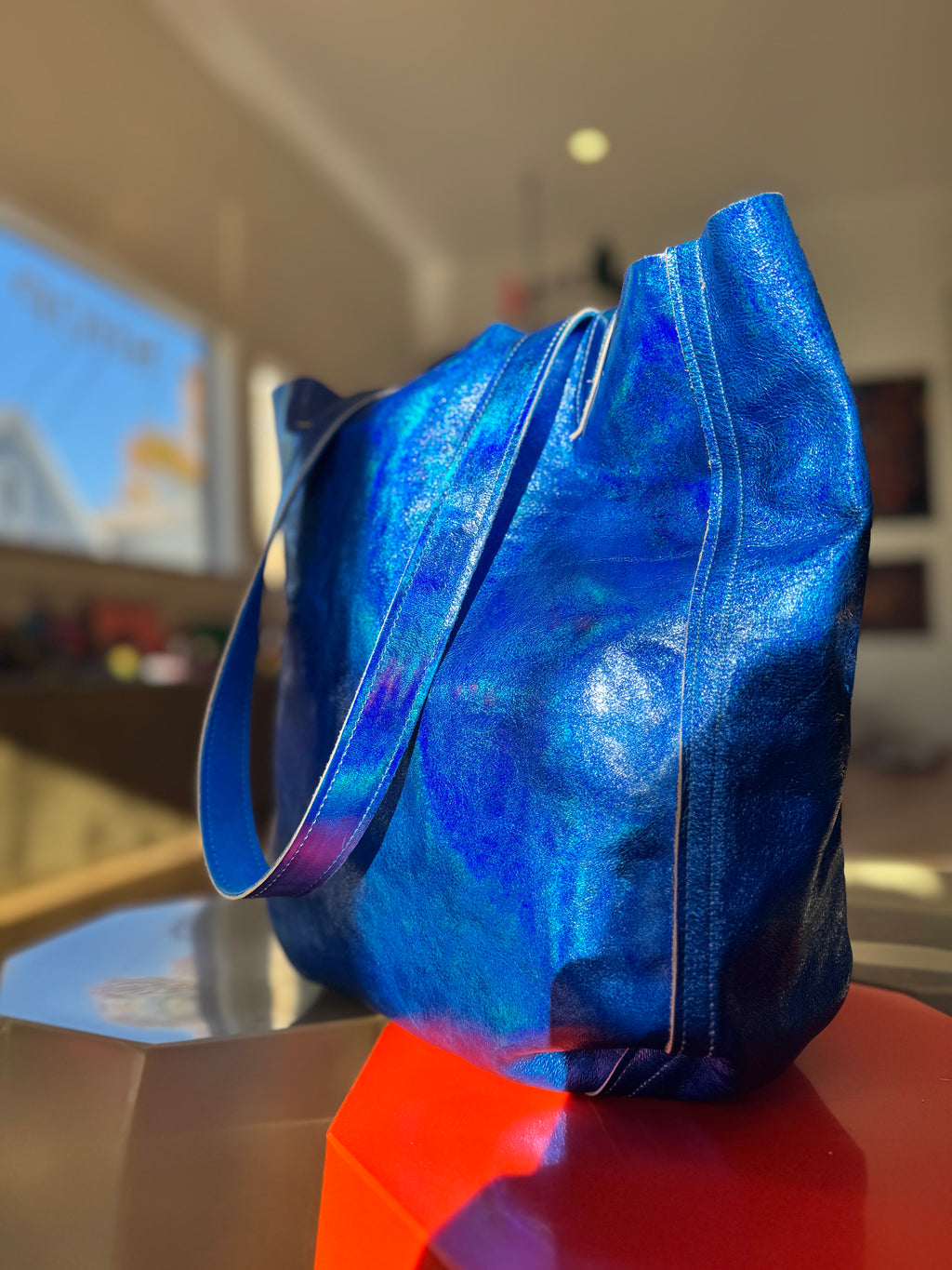 Tallula Reversable Tote: Hologram Cobalt