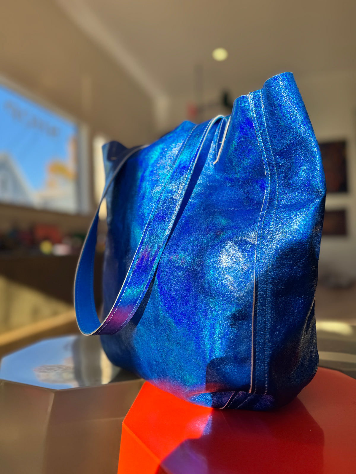 Tallula Reversable Tote: Hologram Cobalt