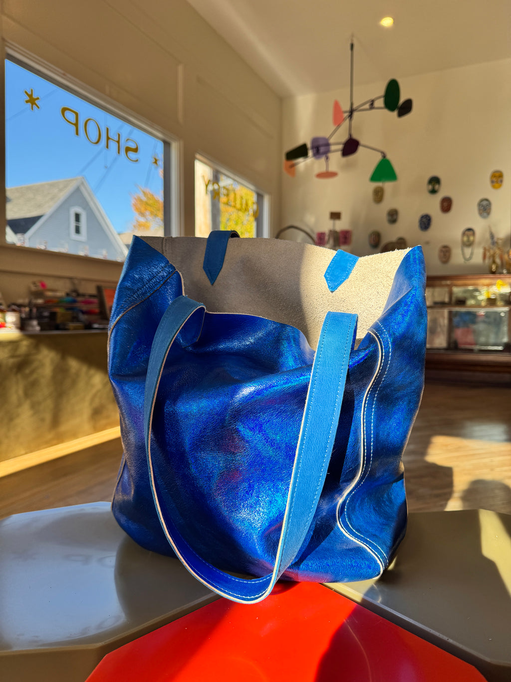 Tallula Reversable Tote: Hologram Cobalt