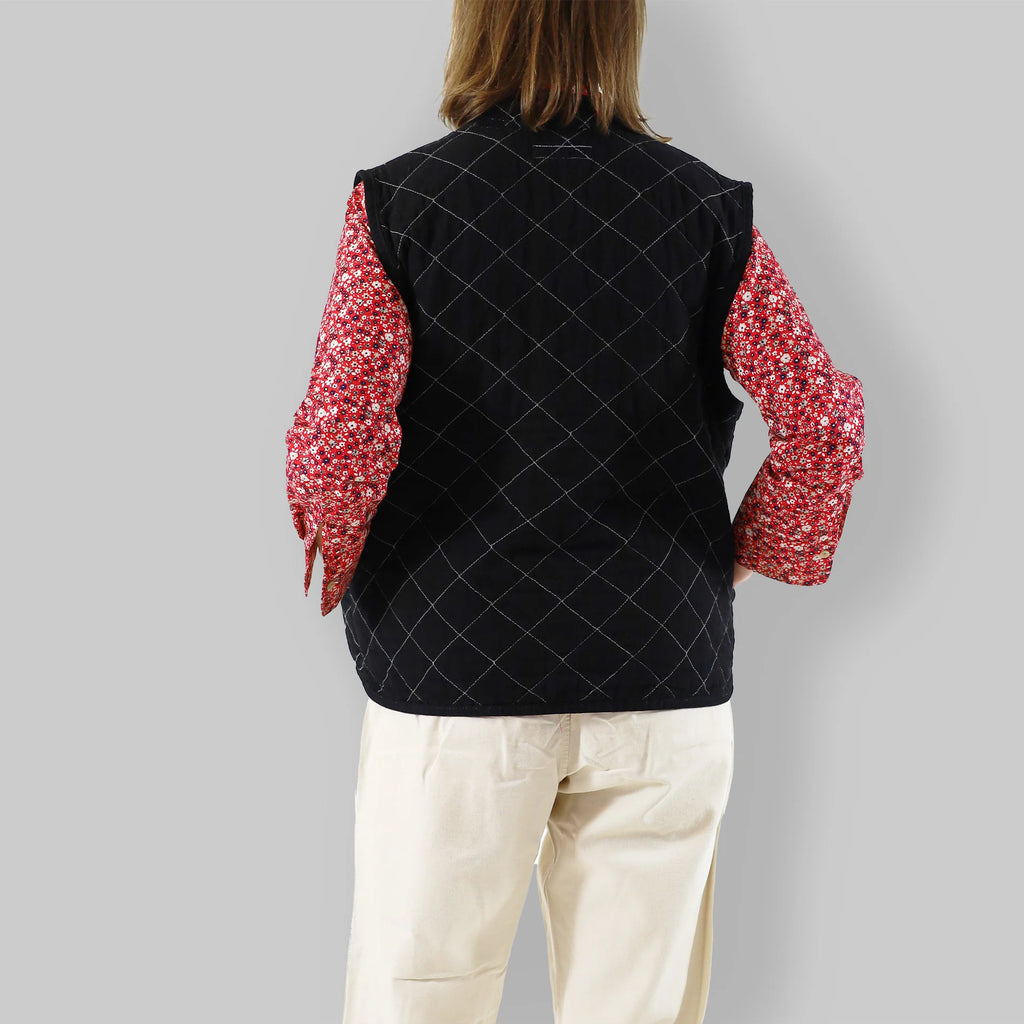 Quilted Snap Vest in Black