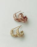 10k Rose Gold Checkerboard Hoops - Medium