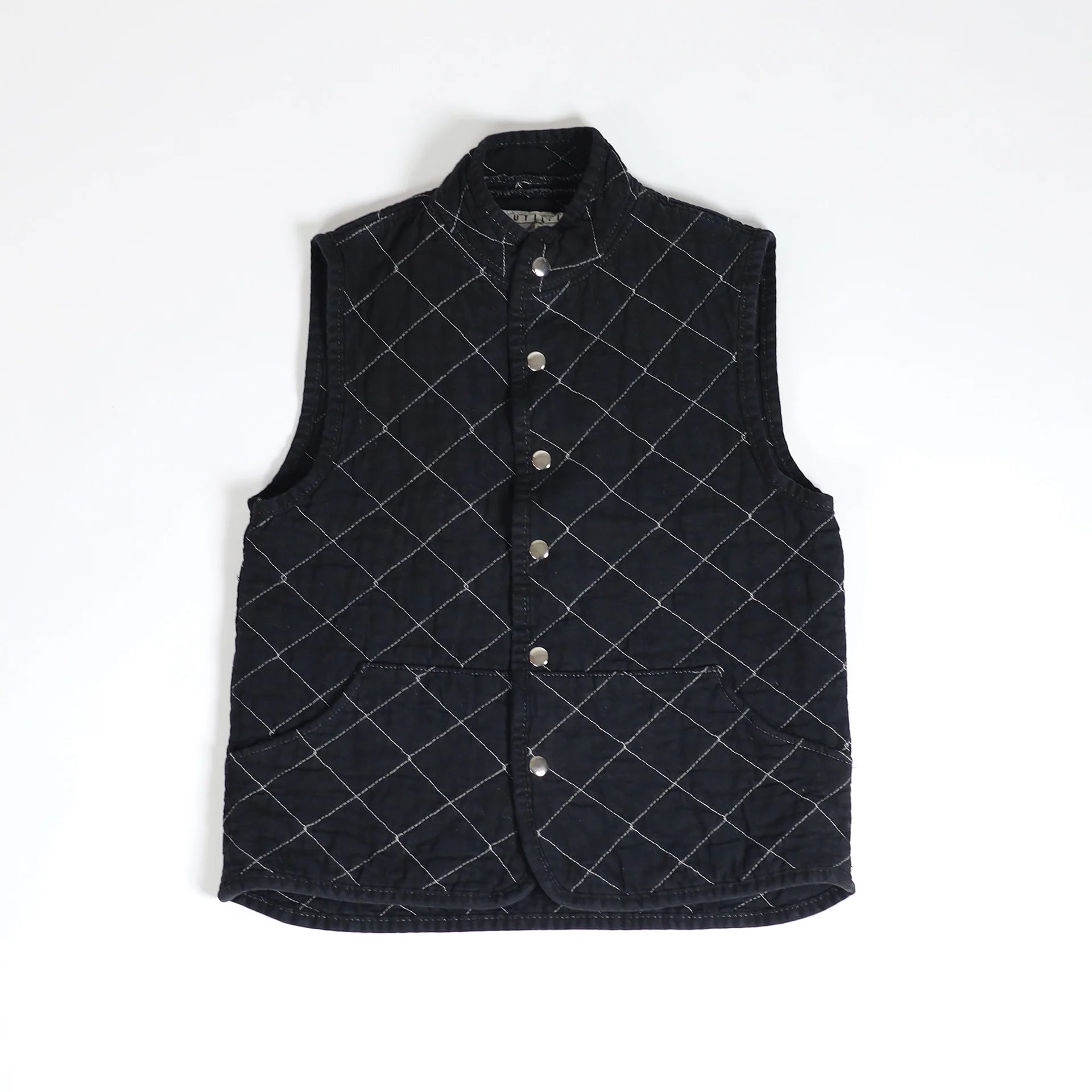 Quilted Snap Vest in Black
