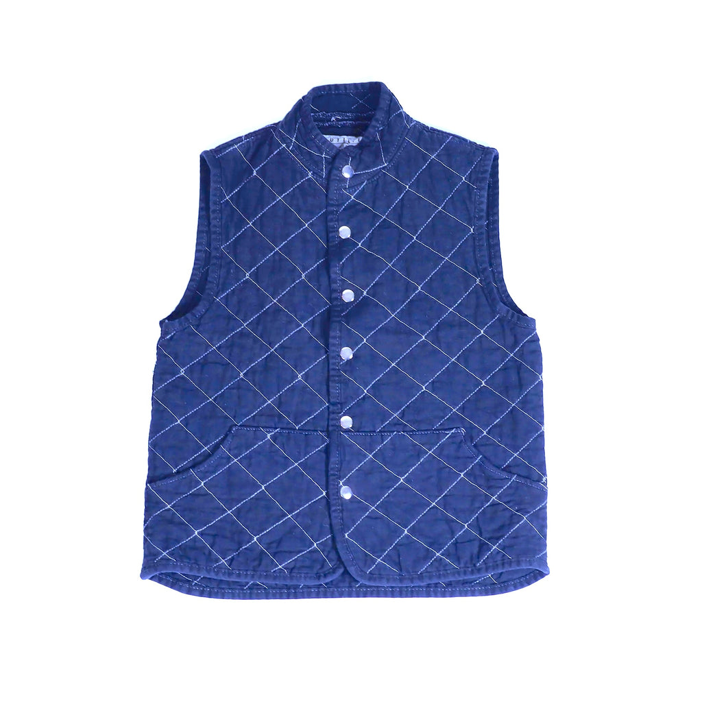 Quilted Snap Vest in Navy