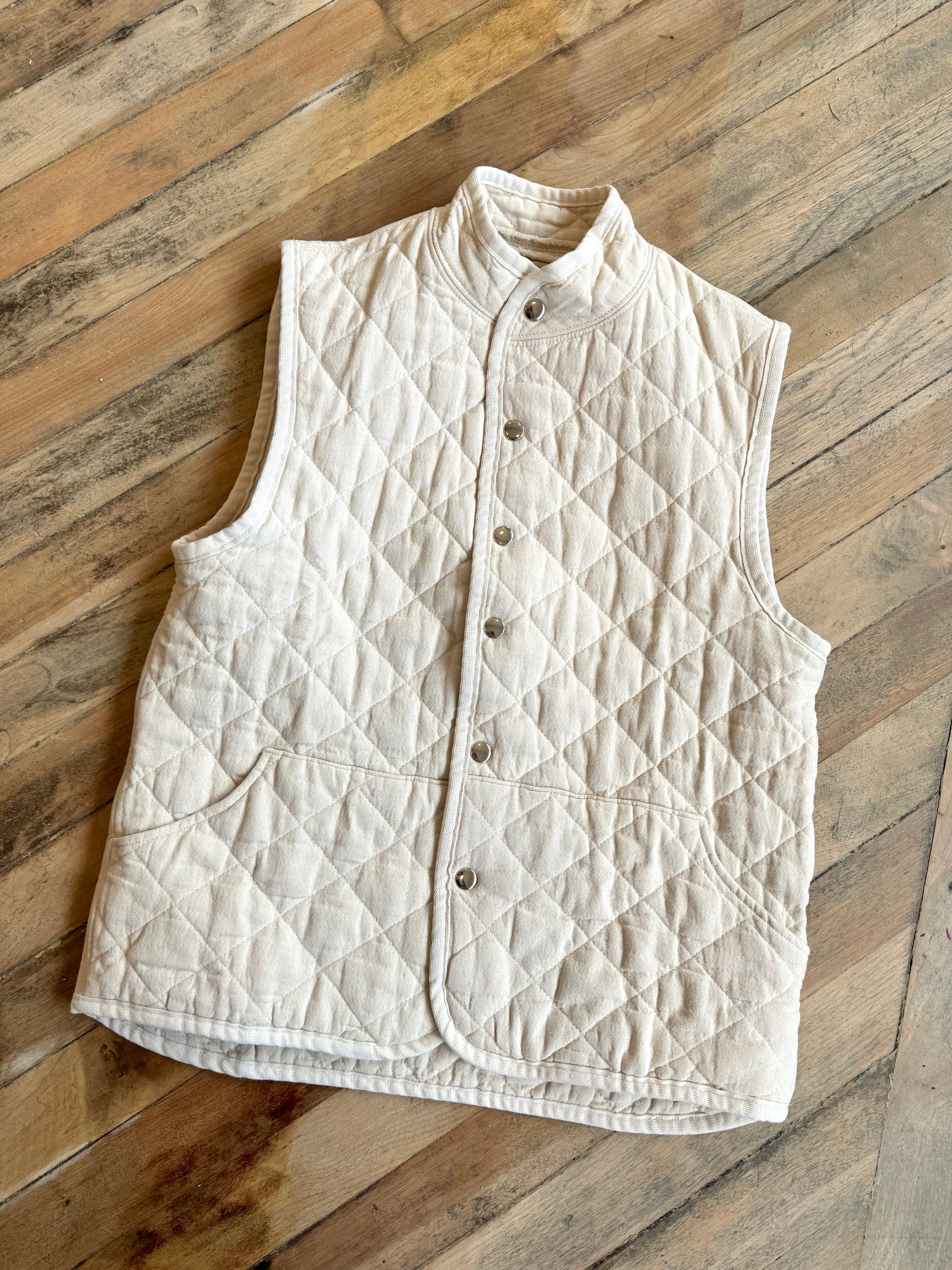 Quilted Snap Vest in Natural