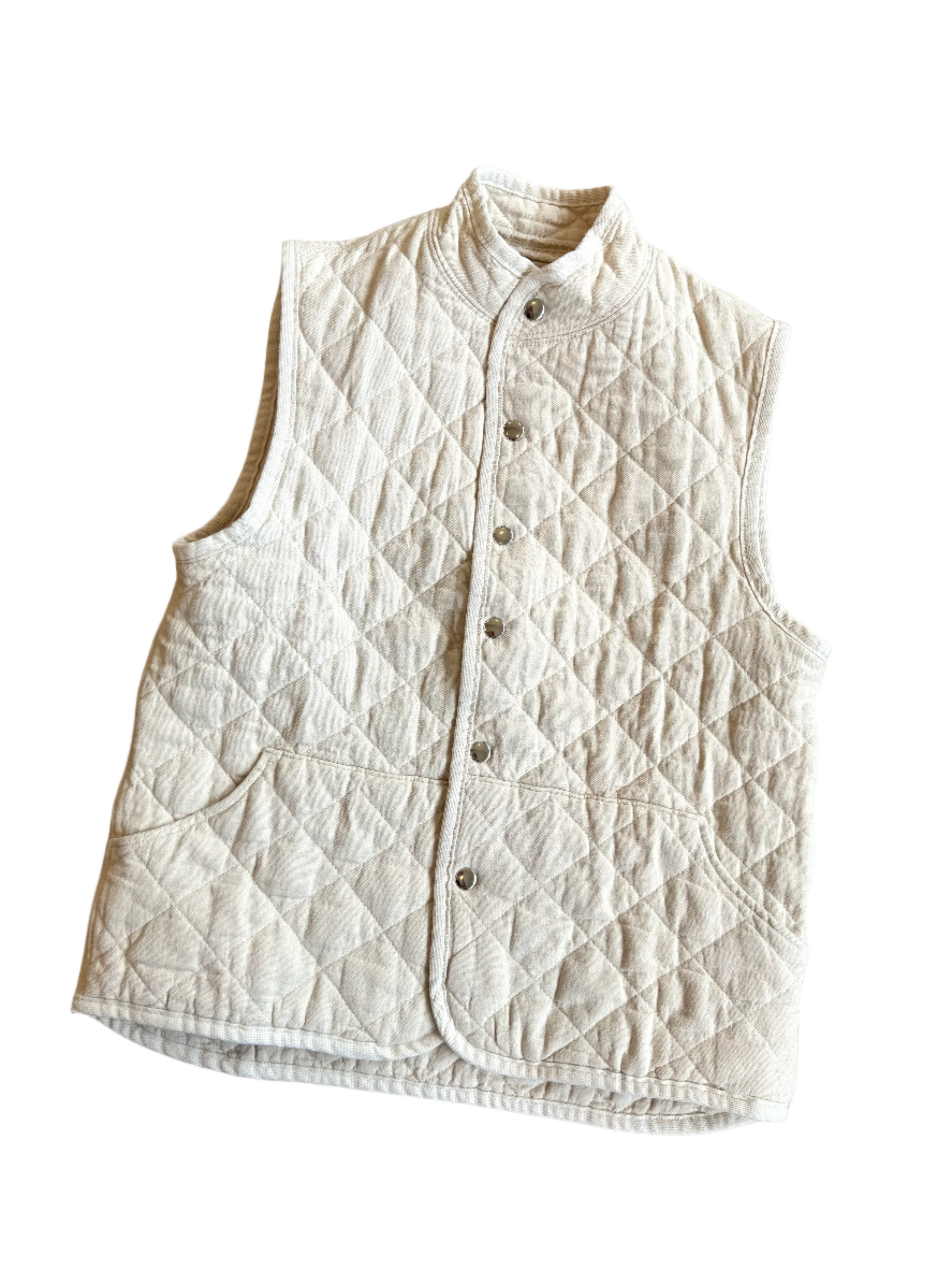 Quilted Snap Vest in Natural
