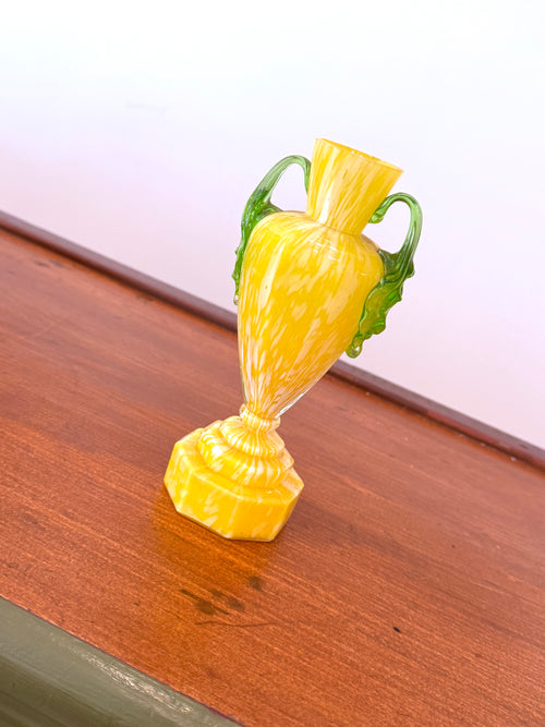 Vintage Yellow Glass Amphora Vase