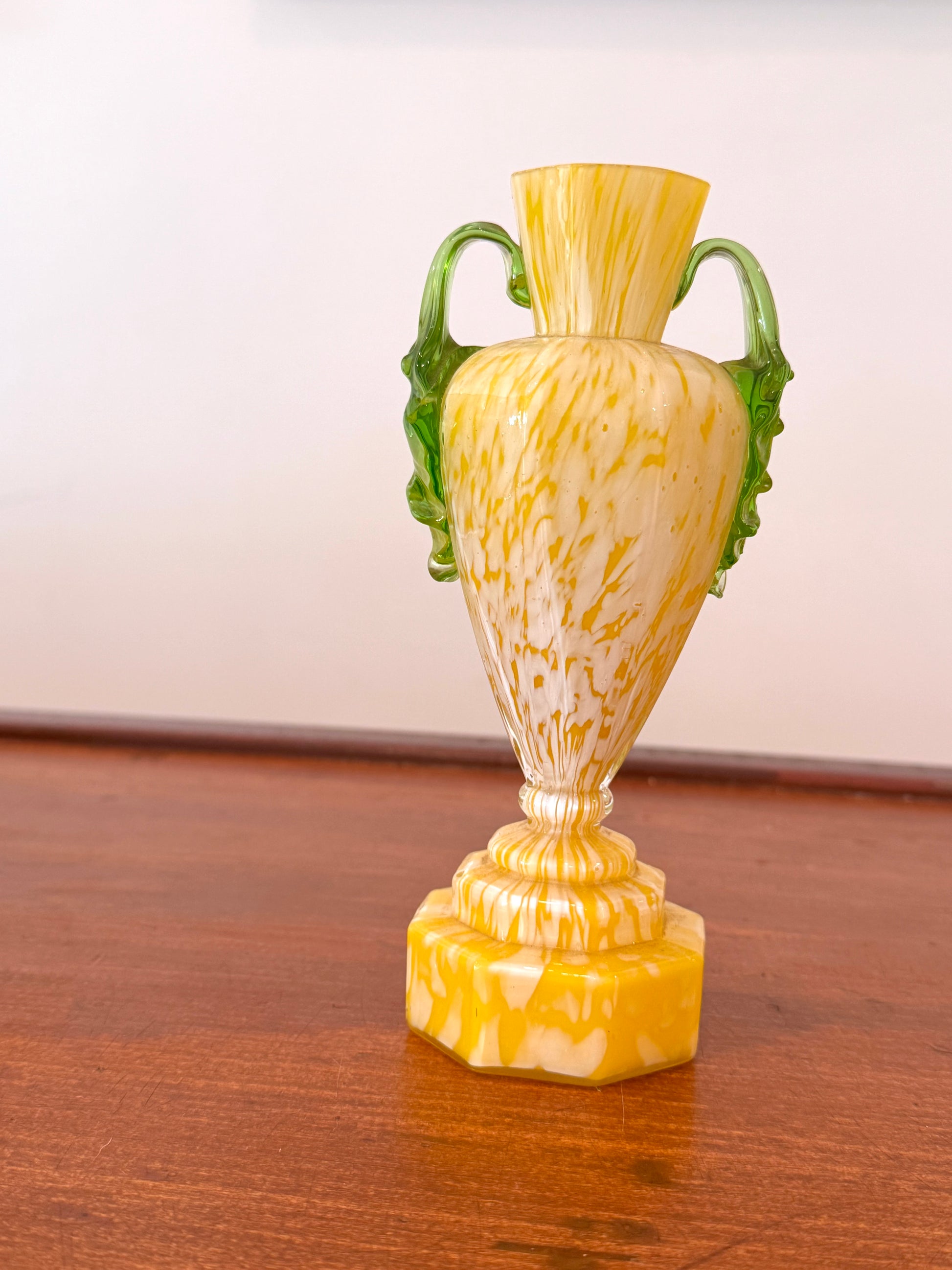 Vintage Yellow Glass Amphora Vase