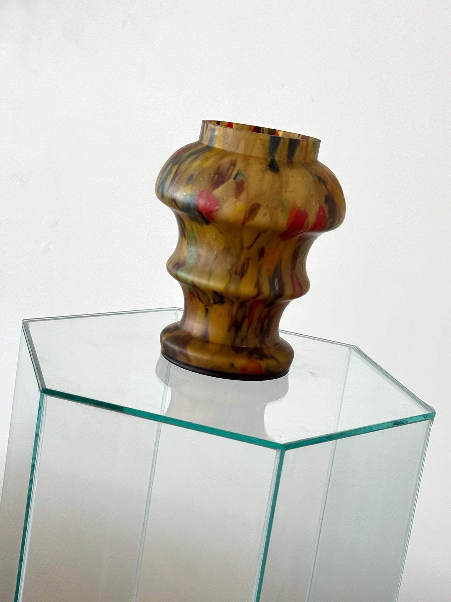 Vintage Czech Marbled Glass Vase