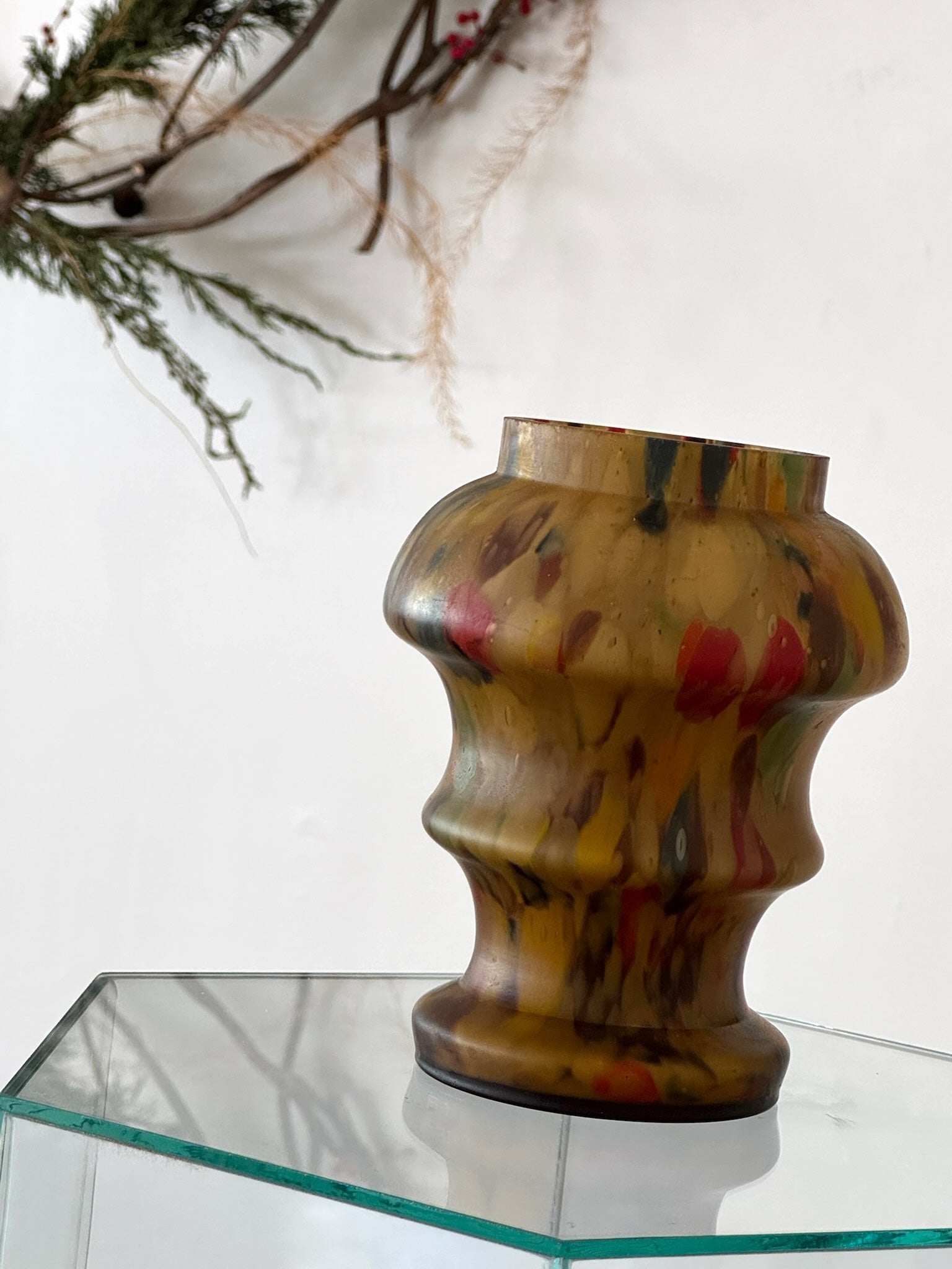 Vintage Czech Marbled Glass Vase