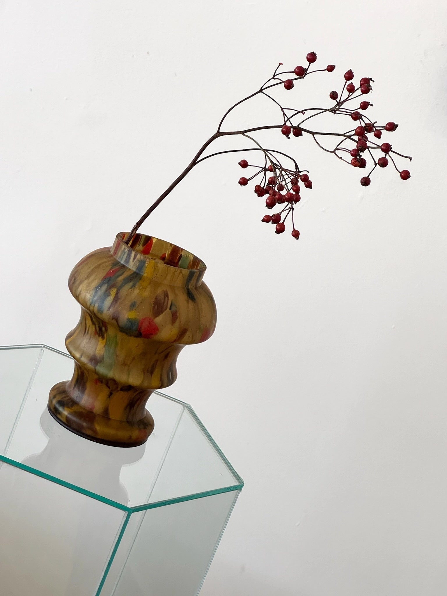 Vintage Czech Marbled Glass Vase