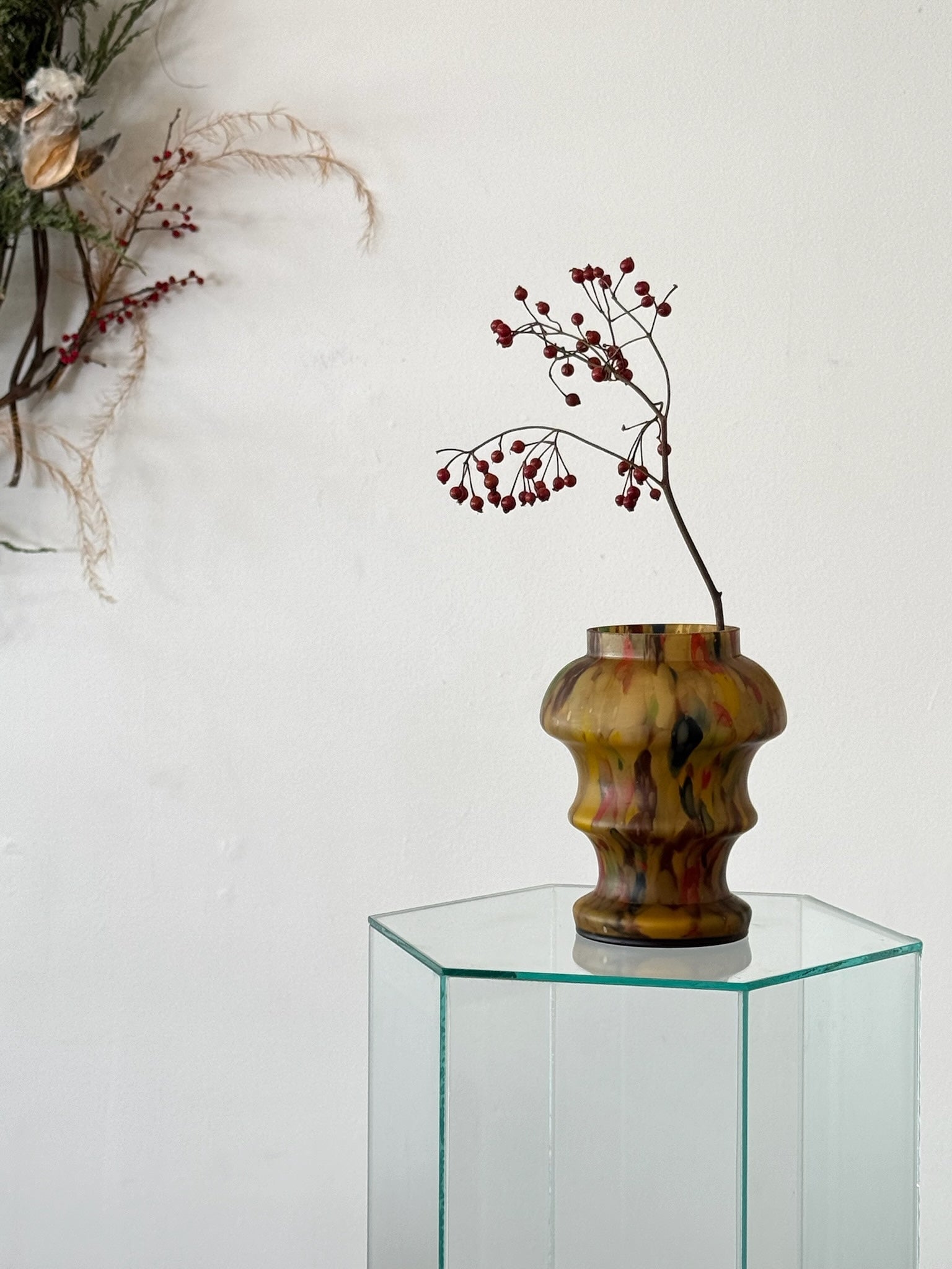Vintage Czech Marbled Glass Vase