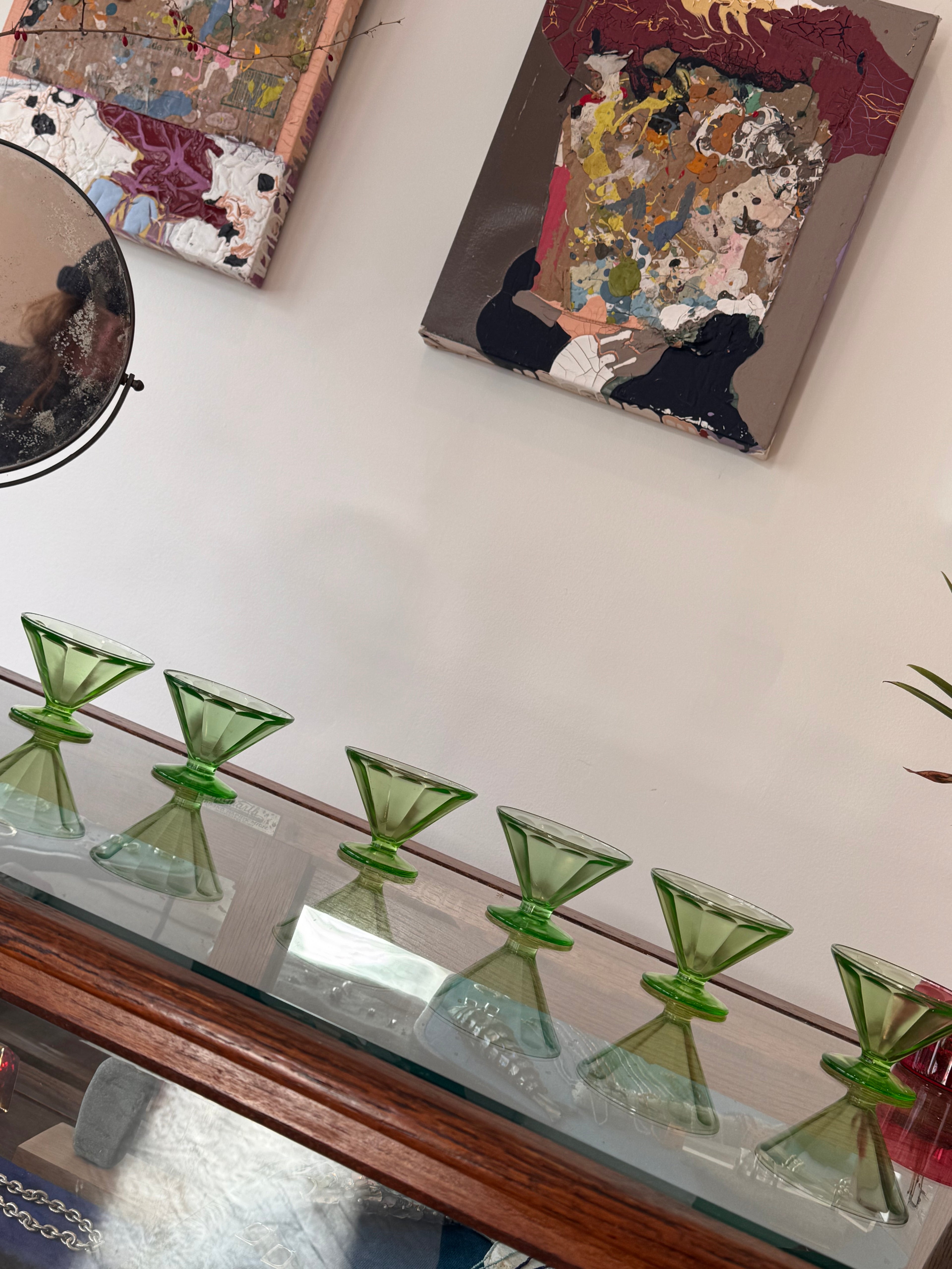 Vintage 1930's Green Sherbet Dish Set