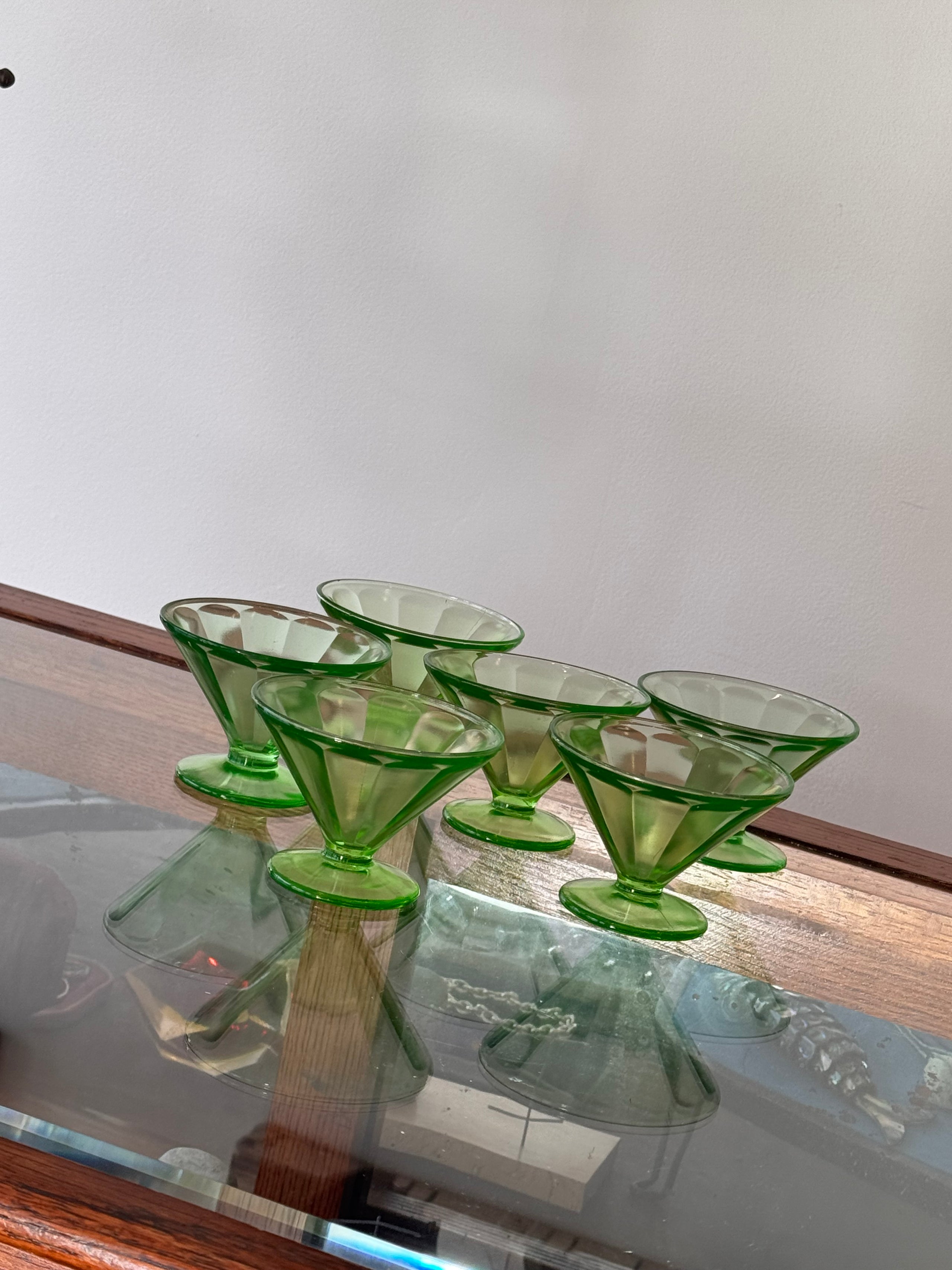 Vintage 1930's Green Sherbet Dish Set
