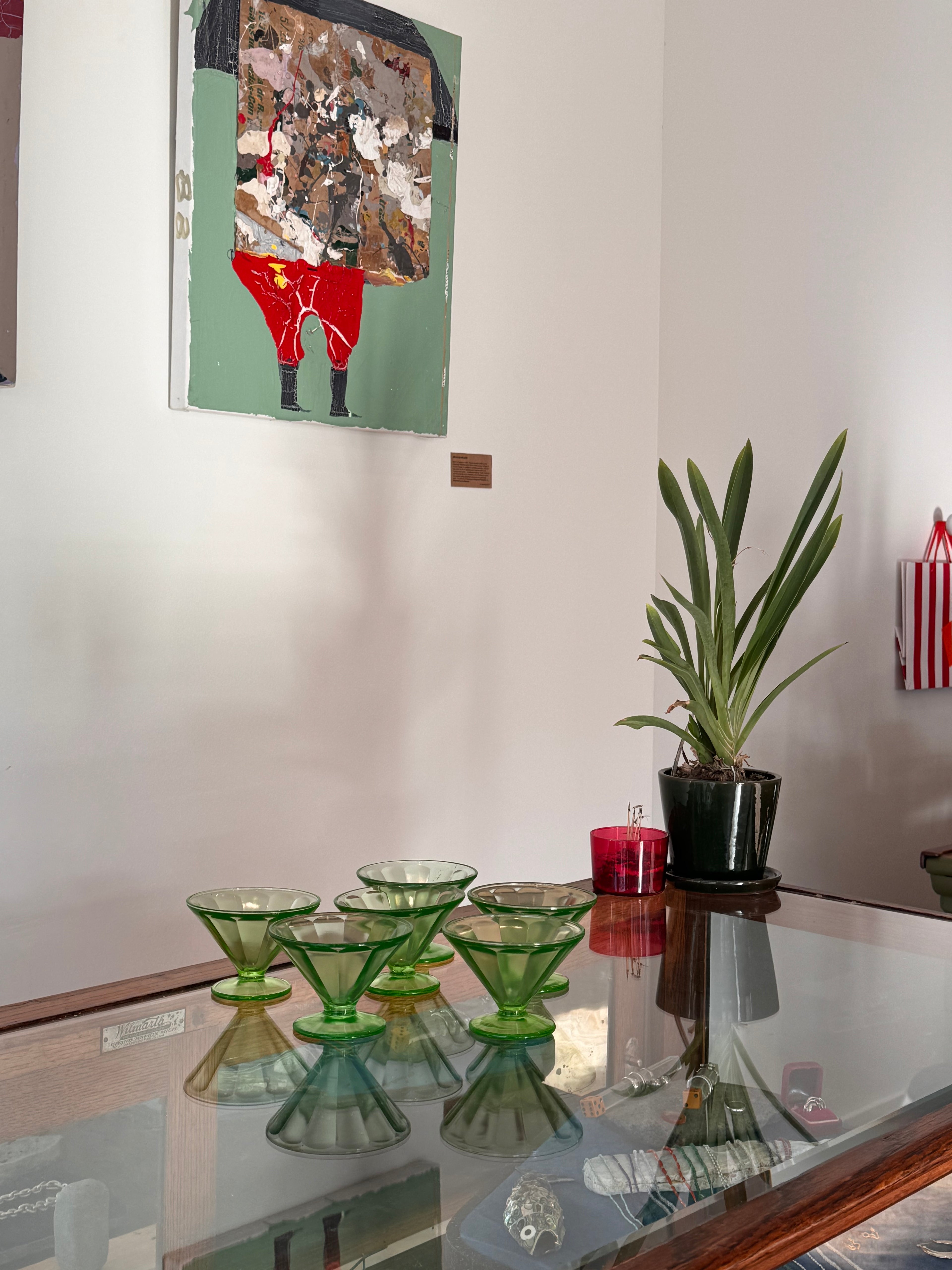 Vintage 1930's Green Sherbet Dish Set