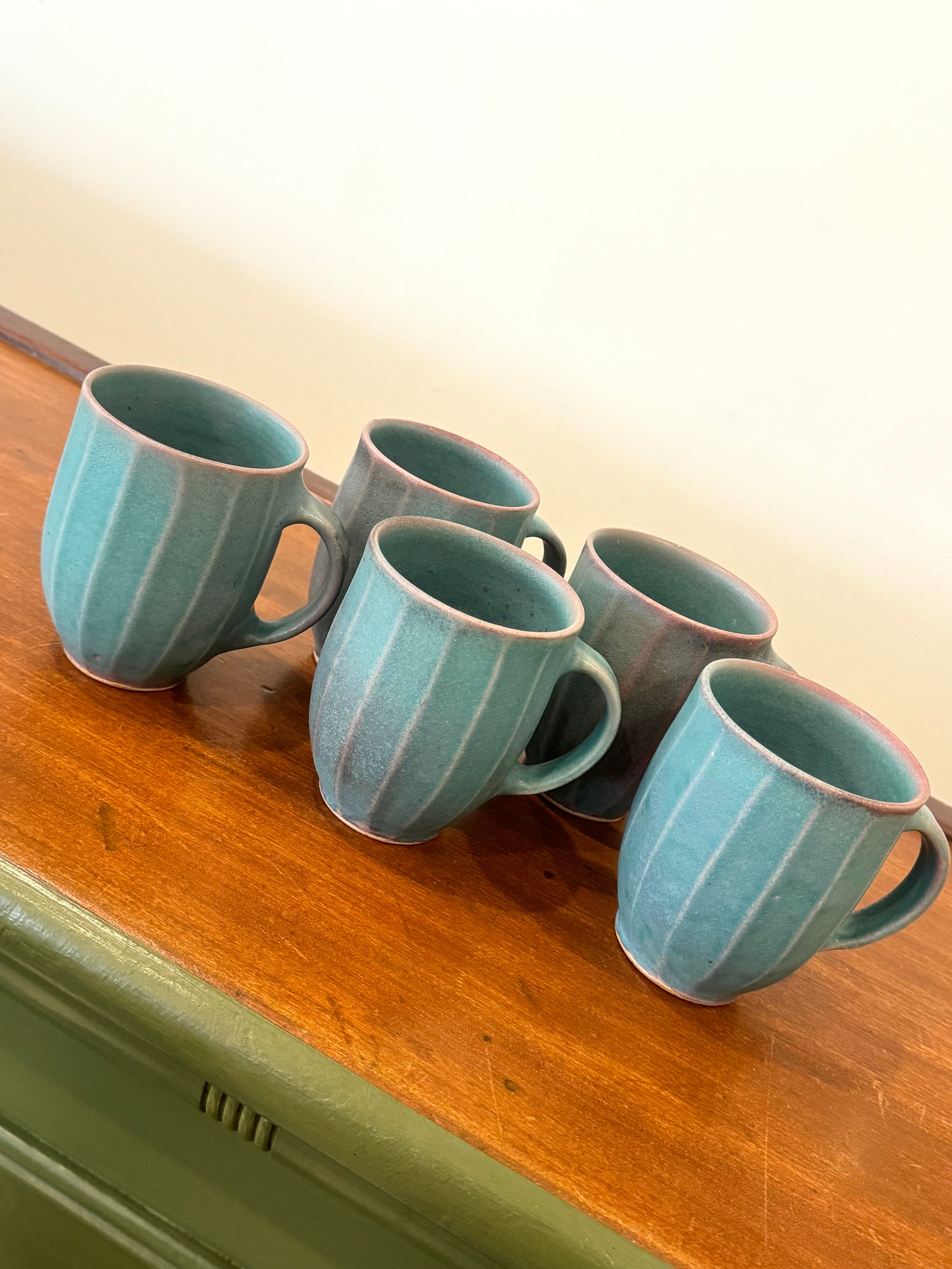 Matte Turquoise Faceted Mugs