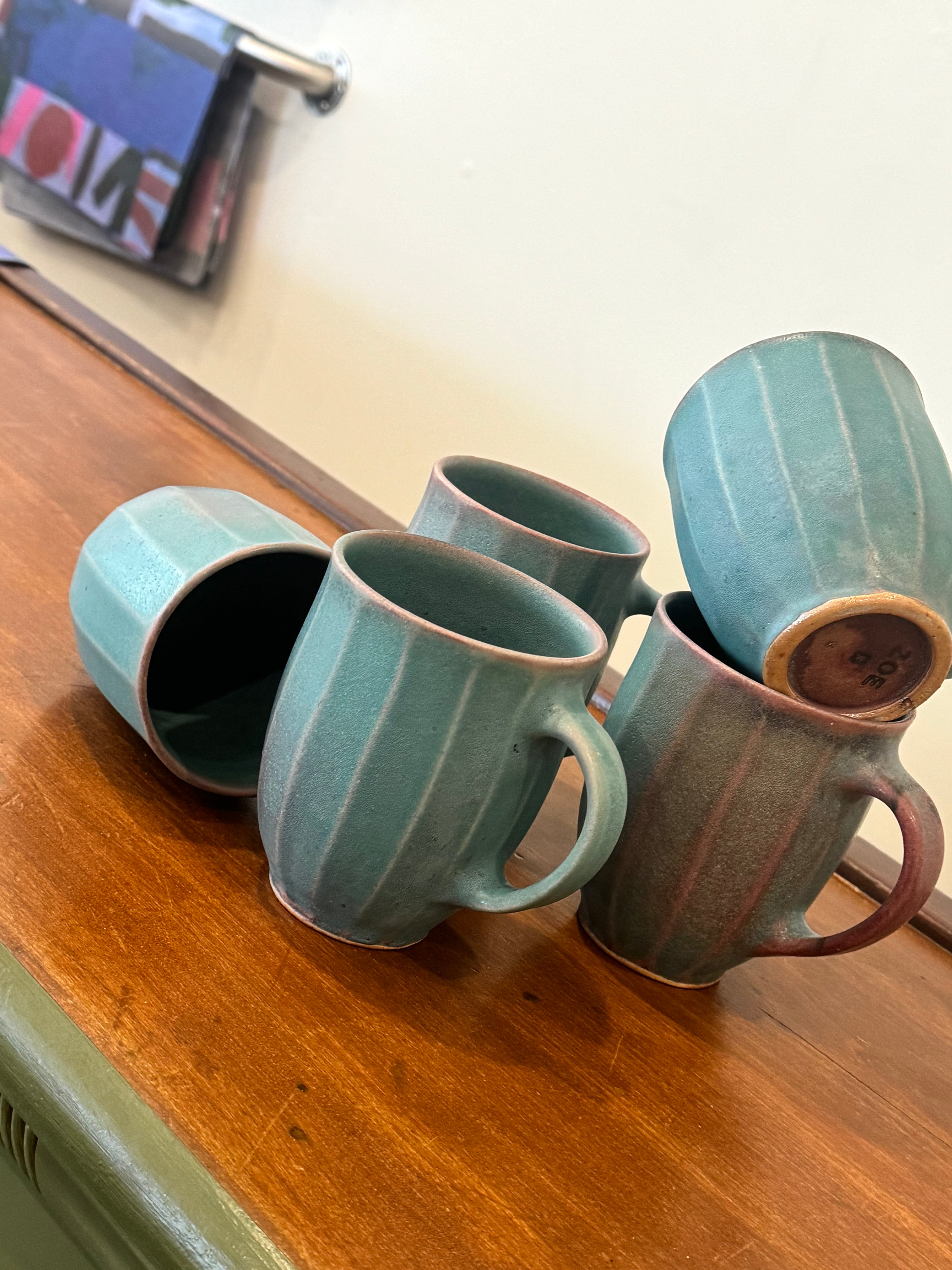 Matte Turquoise Faceted Mugs