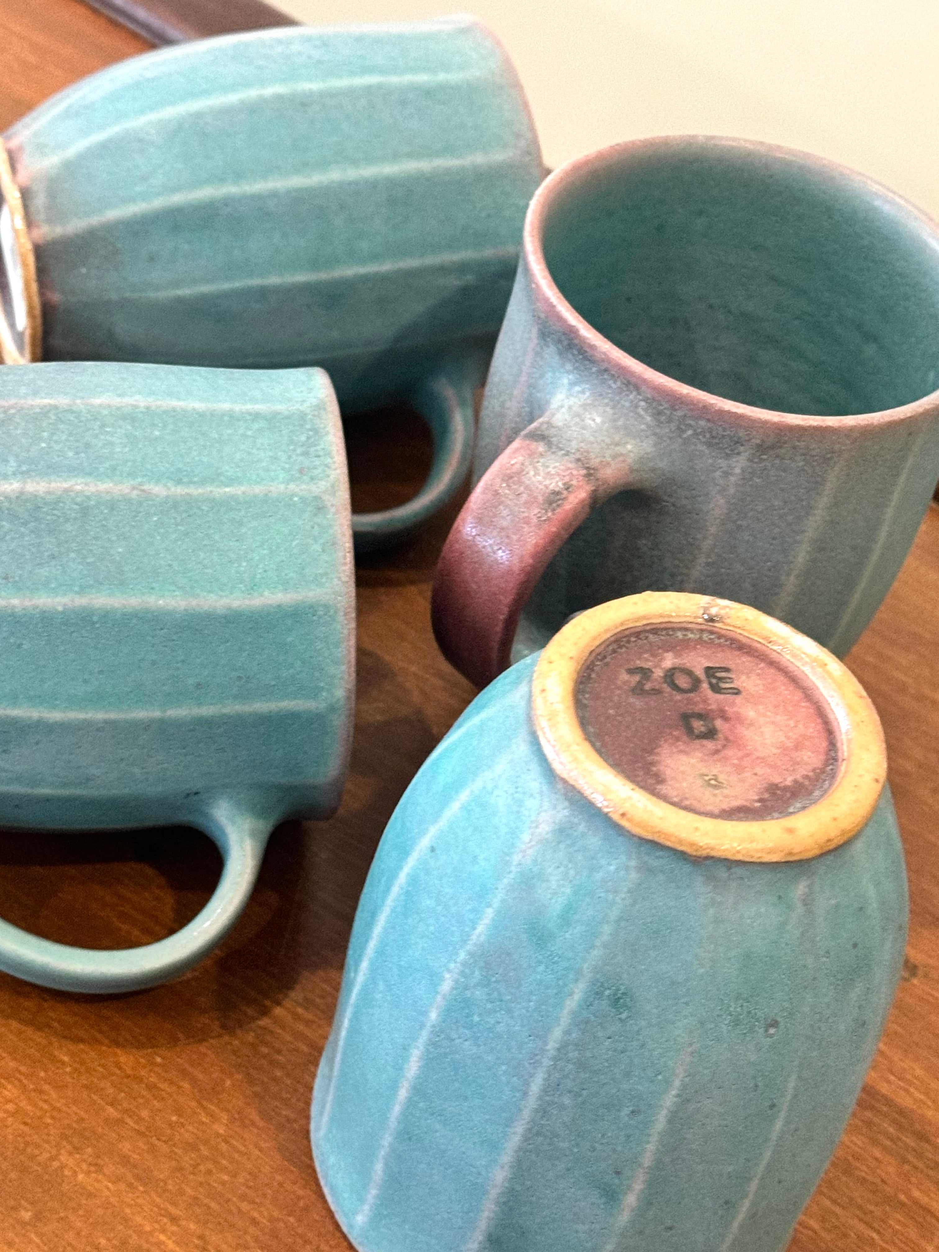 Matte Turquoise Faceted Mugs