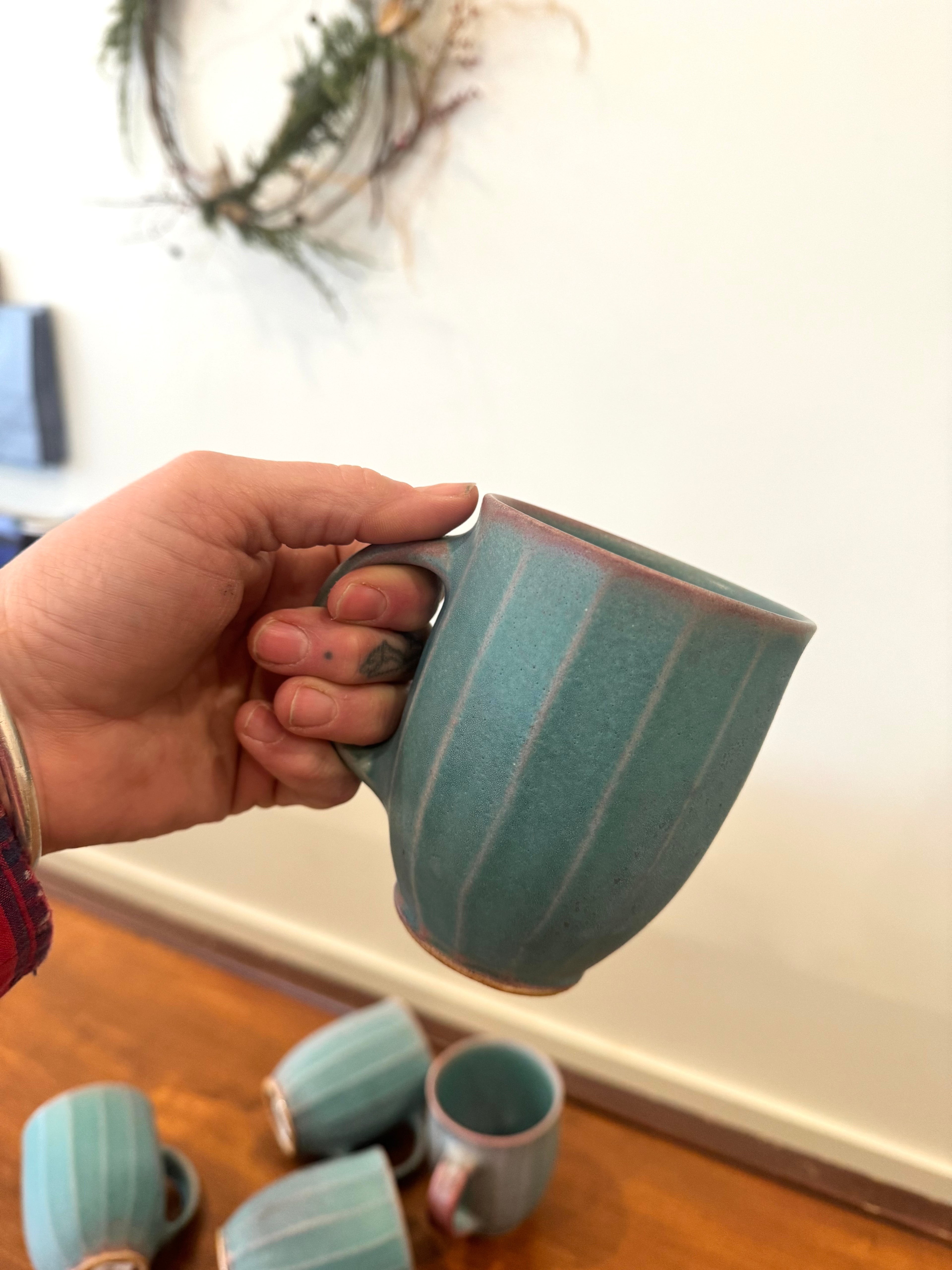 Matte Turquoise Faceted Mugs