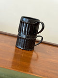 Matte Black Carved Mugs