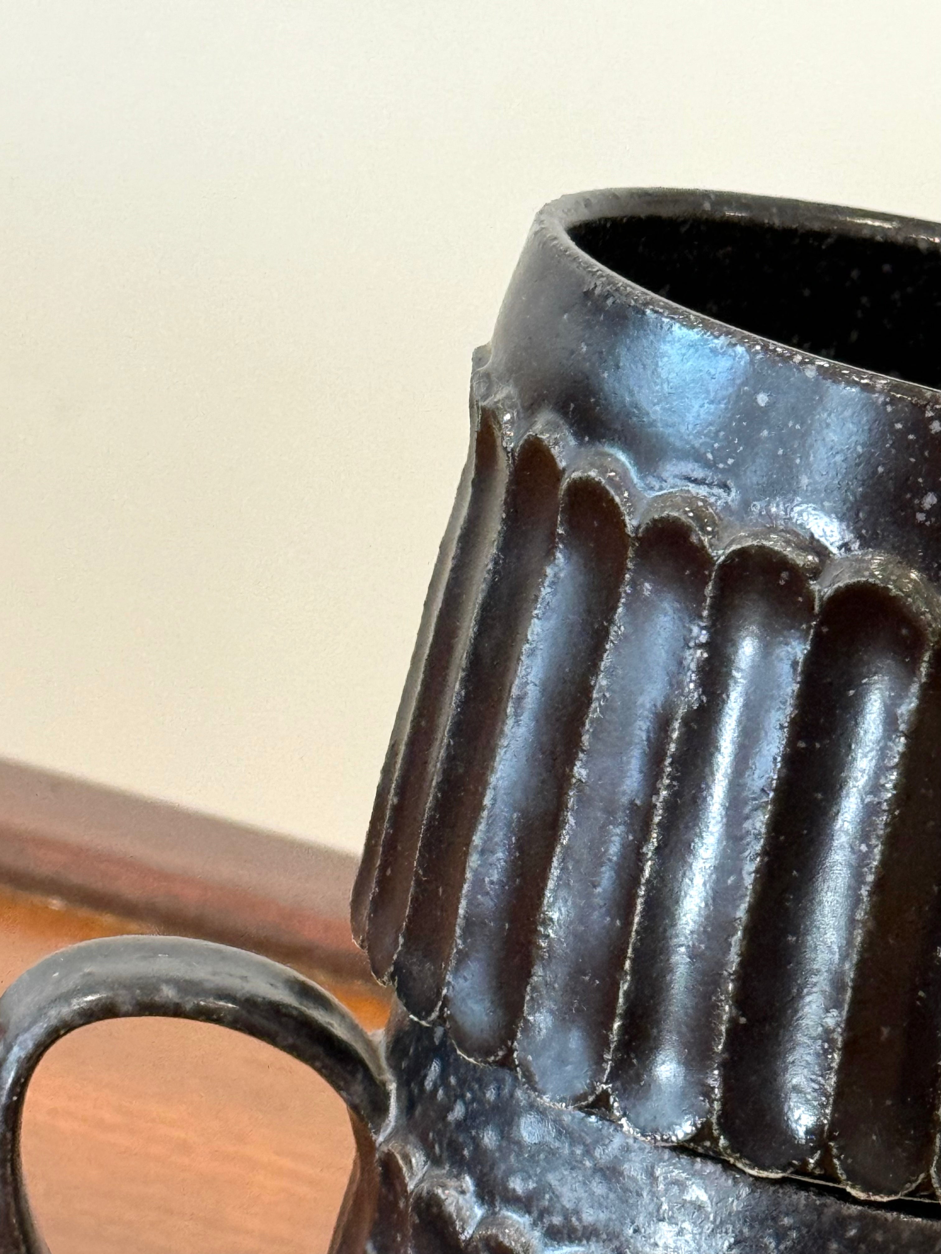 Matte Black Carved Mugs